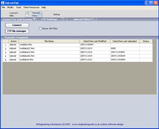 FTP setup screen FTP setup screen